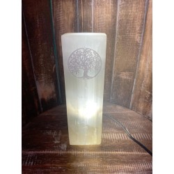 Selenite Block Lamp 25cm - Tree of Life