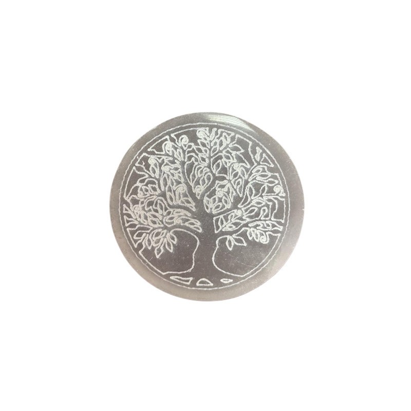 Small Charging Plate 8cm - Tree of Life-SELENITE PLATES-HOSTENATURA