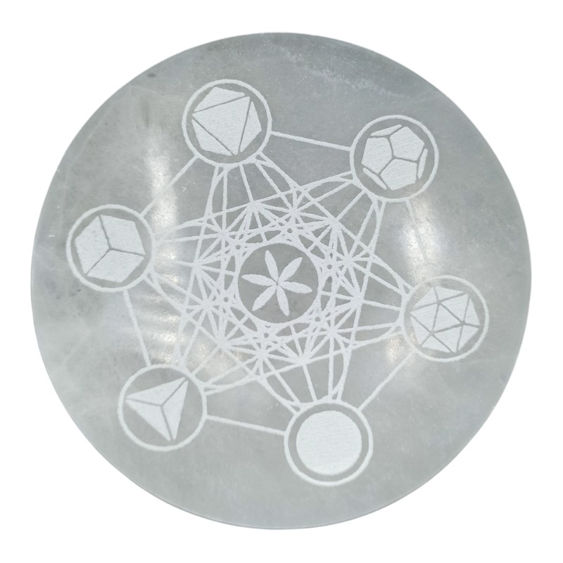 Large Load Plate 18cm - Sacred Geometry-SELENITE PLATES-HOSTENATURA