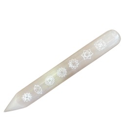 Bacchetta di selenite - 16 cm (punto estremo uno) 7 Chakra