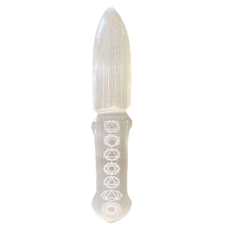 Coltello Rituale Selenite - Chakra-COLTELLI RITUALI SELENITE-HOSTENATURA