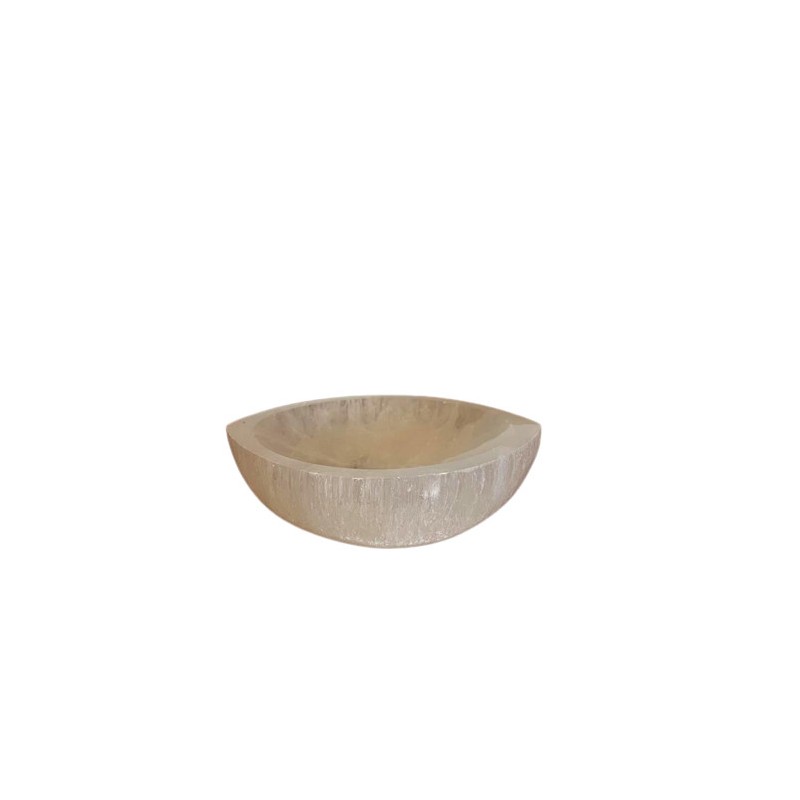 Selenite eye-shaped bowl - 15cm-SELENITE BOWLS-HOSTENATURA