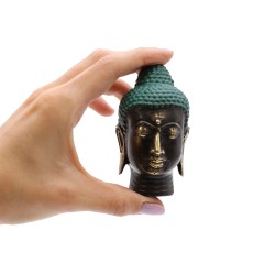 Small antique Buddha head made of brass - 8x4cm