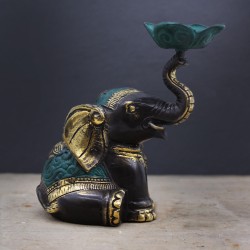 Medium Elefant Kerzenhalter / Räucherstäbchen - 11x6.5x11cm