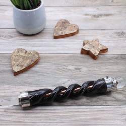 Spiral Carving Healing Wand - Copper Tube Rock Quartz