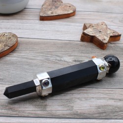 Hexagonal Crystal Healing Wand - 12 cm - Black Agate