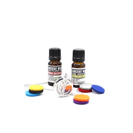 Conjunto de colar difusor e óleos essenciais