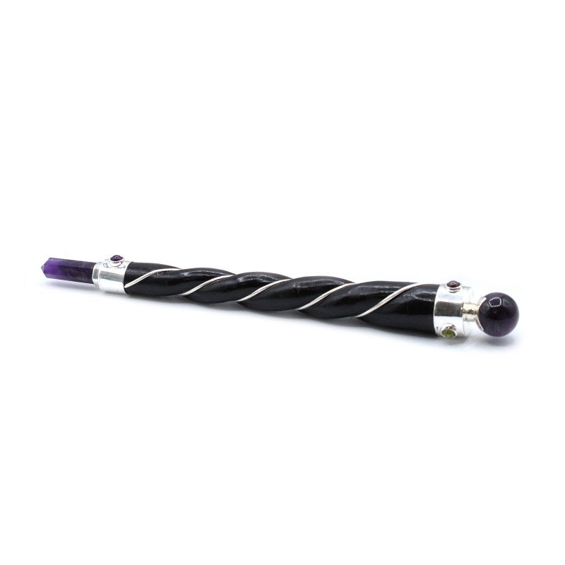 Chakra Wand met Engel - Indisch Zilver-KRISTALEN STOKKEN-HOSTENATURA