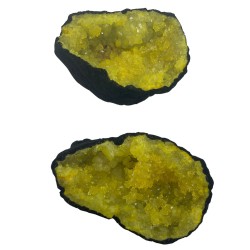 Colored Calcite Geodes - Black Stone - Yellow