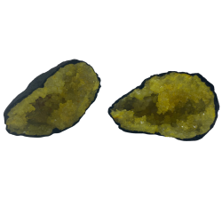 Colored Calcite Geodes - Black Stone - Yellow