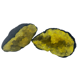 Colored Calcite Geodes - Black Stone - Yellow