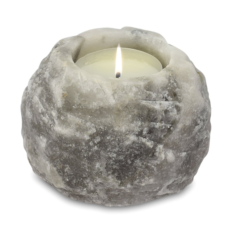 Grey Salt Candle Holder 600-800g-HIMALAYAN SALT LAMPS-HOSTENATURA