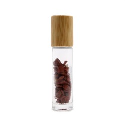 Gemstone Essential Oil Roller Bottle - Red Jasper - Wooden Cap