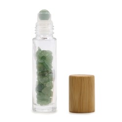 Gemstone Essential Oil Roller Botila - Aventurine - Egurrezko tapa