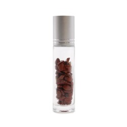 Gemstone Essential Oil Roller Bottle - Red Jasper - Silver Cap