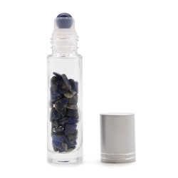 Flacone a rullo per olio essenziale con pietre preziose - Sodalite - Coperchio argento