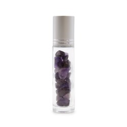 Gemstone Essential Oil Roller Bottle - Amethyst - Silver Cap