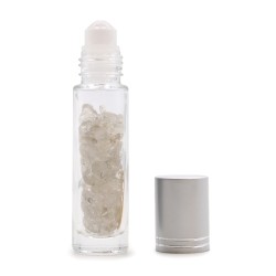 Gemstone Essential Oil Roller Botila - Rock Quartz - Zilarrezko Tapa