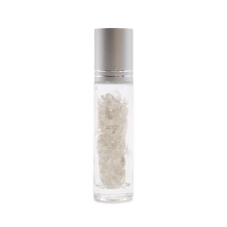 Gemstone Essential Oil Roller Botila - Rock Quartz - Zilarrezko Tapa