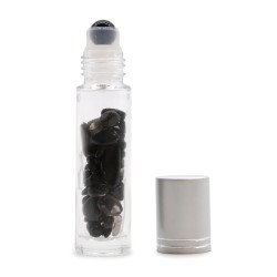 Gemstone Essential Oil Roller Bottle - Black Tourmaline - Silver Cap