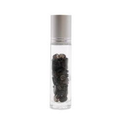 Gemstone Essential Oil Roller Botila - Turmalina Beltza - Zilarrezko Tapa