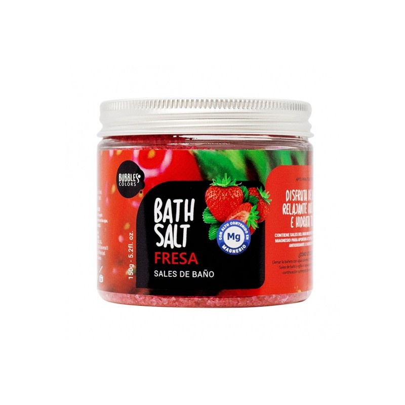 SALI DA BAGNO DEL MAR MORTO VASO 150GR BOLLE DI FRAGOLA E COLORI-SALI DA BAGNO IN FIALE-HOSTENATURA