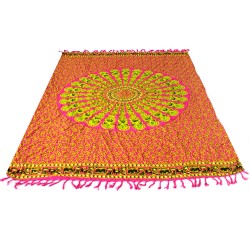 Sarong with Mandala design - Lime - 100x140cm