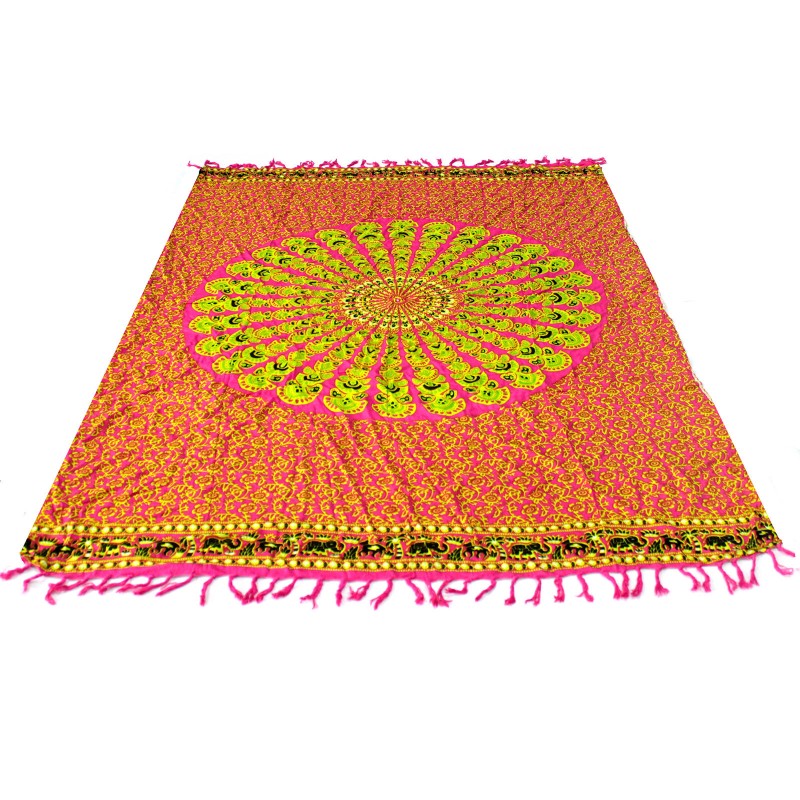 Paréo motif Mandala - Citron vert - 100x140cm-SERVIETTES ET SPARROVES EN COTON-HOSTENATURA