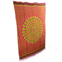 Sarong with Mandala design - Lime - 100x140cm