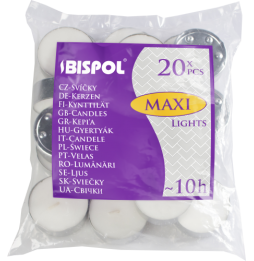 20x Velas de te sin perfume Bispol - 10h duracion