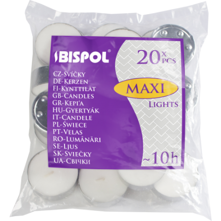 20x Velas de te sin perfume Bispol - 10h duracion