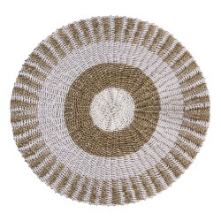 Round Seaweed Seagrass White & Brown Rug - Sun - 1m