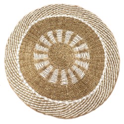 Tapis rond aux algues - Blanc et marron - Soleil d’intérieur - 1m