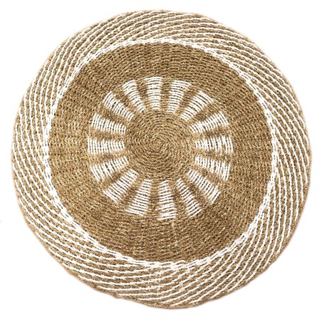 Okrągły dywanik z wodorostami - biały i brązowy - Sun Indoor - 1m