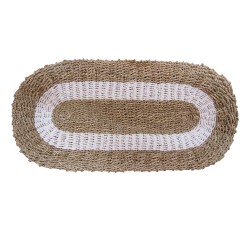 Oval Seaweed Seagrass Rug White & Brown - Classic - 60x120cm - Made in Indonesia