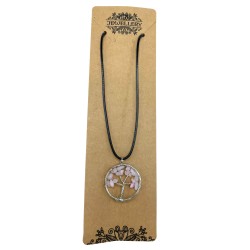 Pendentif Arbre de Vie - Quartz Rose