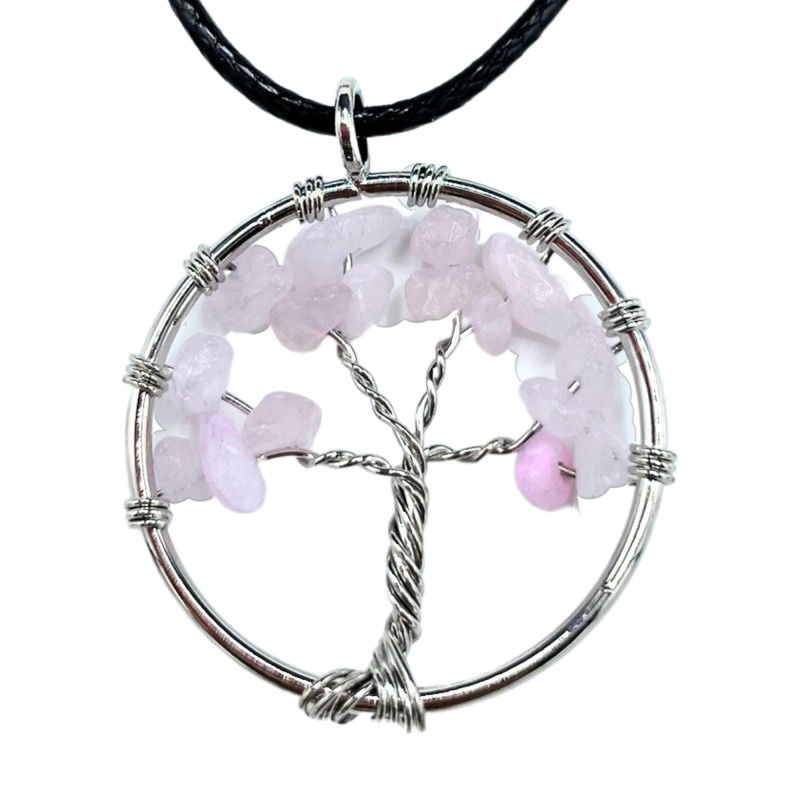 Pendentif Arbre de Vie - Quartz Rose-Commencer-HOSTENATURA