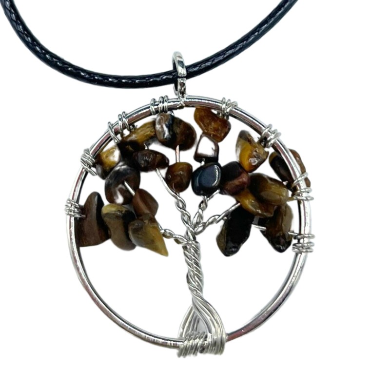 Pendentif Arbre de Vie - Oeil de Tigre-PENDENTIF GEMMES ARBRE DE VIE-HOSTENATURA