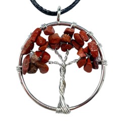 Pendentif Arbre de Vie - Jaspe Rouge