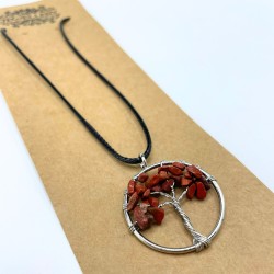 Pendentif Arbre de Vie - Jaspe Rouge