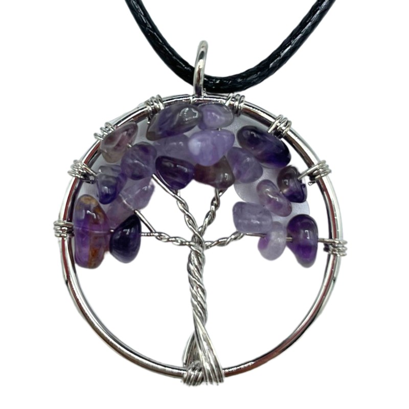 Tree of Life Pendant - Amethyst-TREE OF LIFE GEMS PENDANT-HOSTENATURA