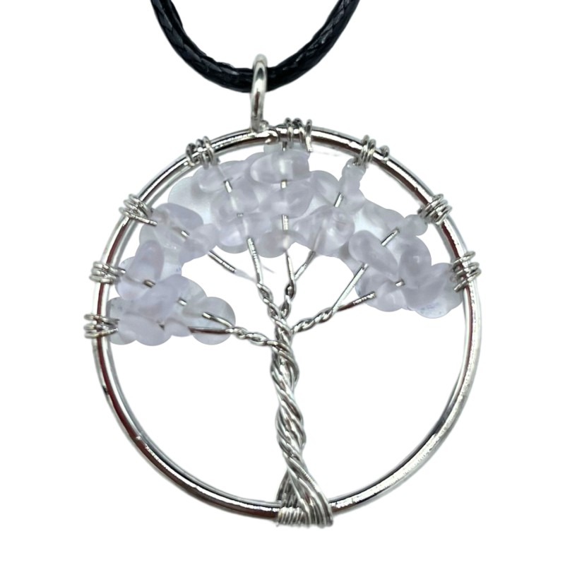 Tree of Life Pendant - Rock Crystal-TREE OF LIFE GEMS PENDANT-HOSTENATURA