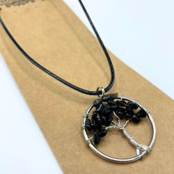 Tree of Life Pendant - Black Agate