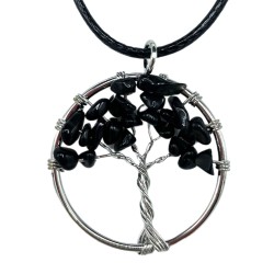 Tree of Life Pendant - Black Agate