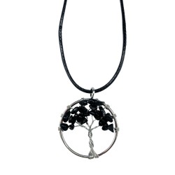 Pendentif Arbre de Vie - Agate Noire