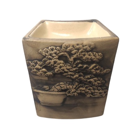 Quemador Aceite Bonsai Pintado a Mano - Pizarra