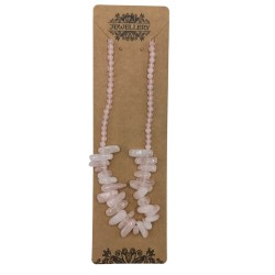 Collana lunga con gemme di pietra - Quarzo rosa - Amore