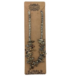 Long Stone Gemstone Necklace - Dalmatian Stone - Positive Thoughts