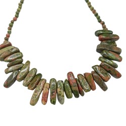 Long Stone Gem Necklace - Moss Agate - Awaken Talents