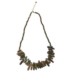 Long Stone Gem Necklace - Moss Agate - Awaken Talents